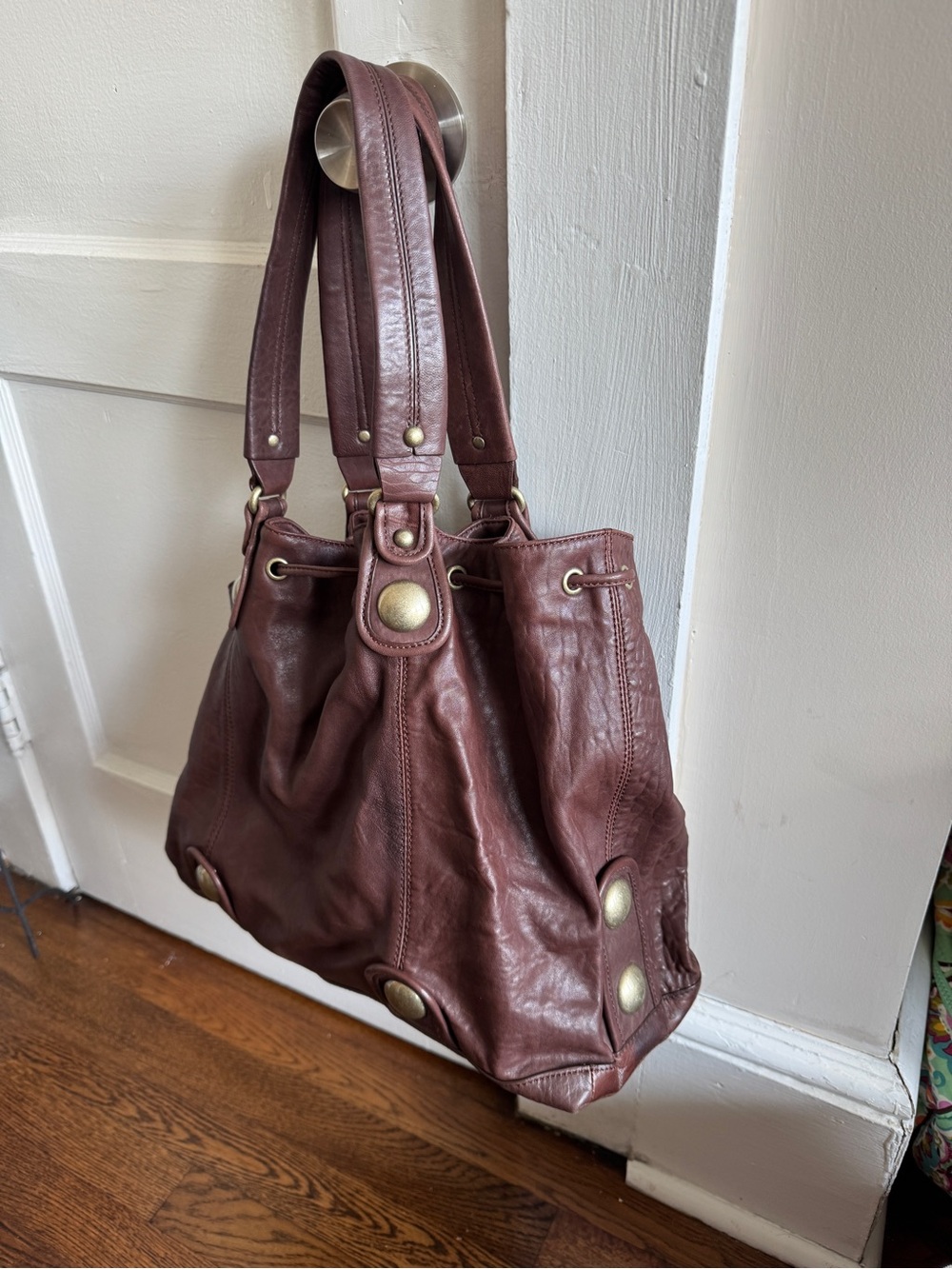 Cynthia Rowley Deep Brown Leather Tassel Shoulder Bag - Picture 5 of 5